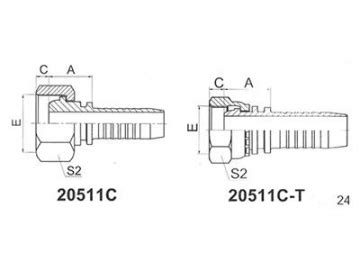 20511C Metric Female Multi Seal 24 DIN 3868 Fittings With O Ring