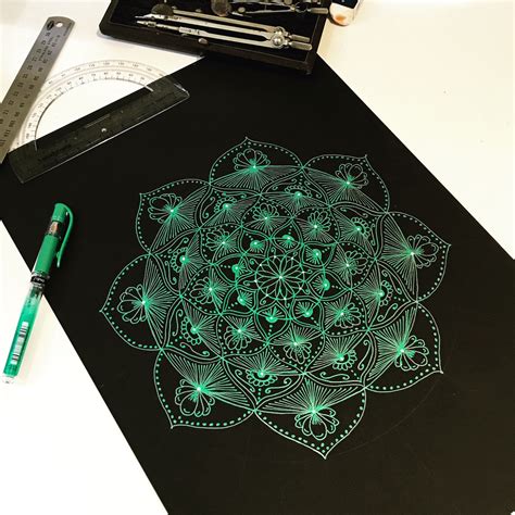 Aqua Gel Pen On Black Paper Mandala Art Loved Working On This One