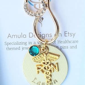 Personalized Gold Stethoscope Nursing Pin Lpn Bsn Rn Nurse Pin Nursing