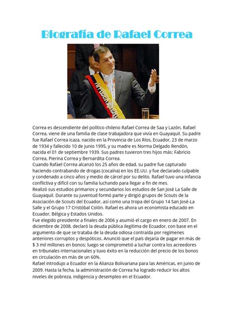 Biografía De Rafael Correa Pdf