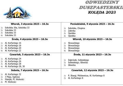 Plan Kolędy 2023 Dominikanie Katowice