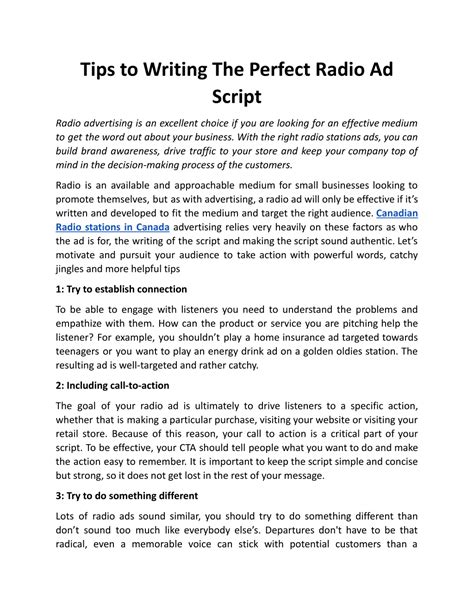 PPT Tips To Writing The Perfect Radio Ad Script Docx PowerPoint