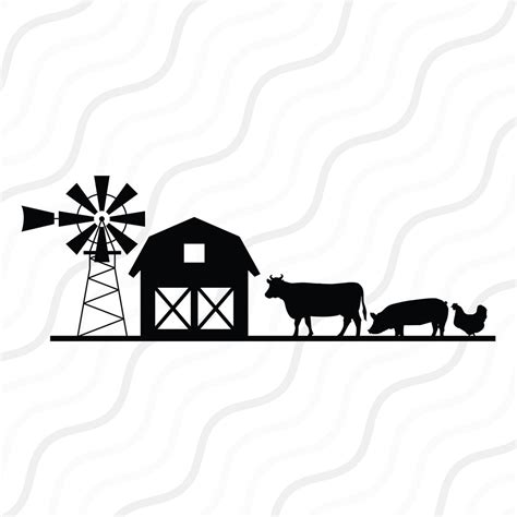 Farm Scene Svg Farm Svg Farmhouse Svg Windmill Svg Cut Etsy