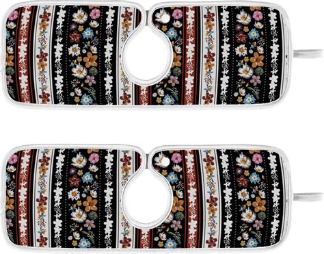 Wellsay 2 Pack Faucet Mat Splash Guard For Kitchen Sink Boho Stripe