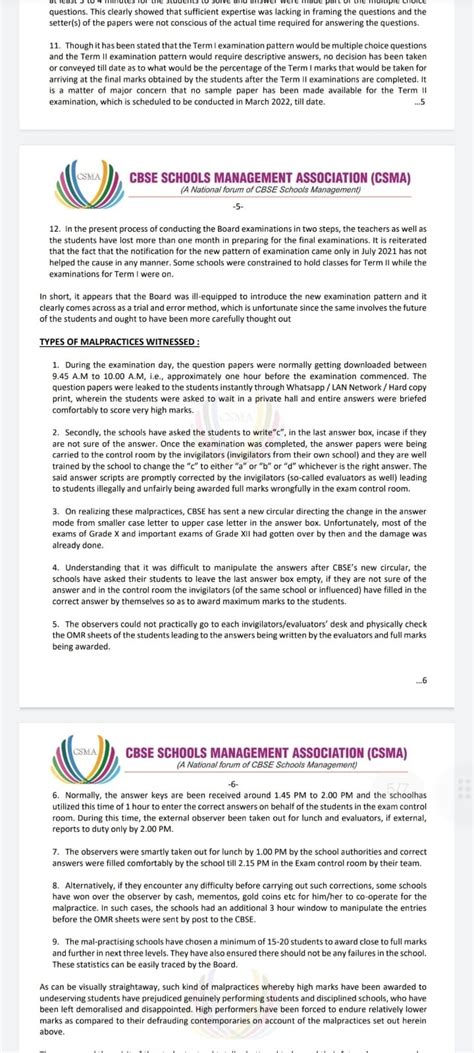 School Management Association Writes To Cbse Alleges Class 10 And 12