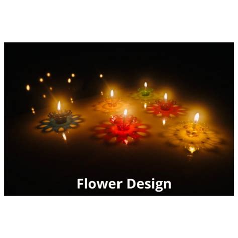 Plastic Flower Design Reflection Diwali Diya Set Finish Type