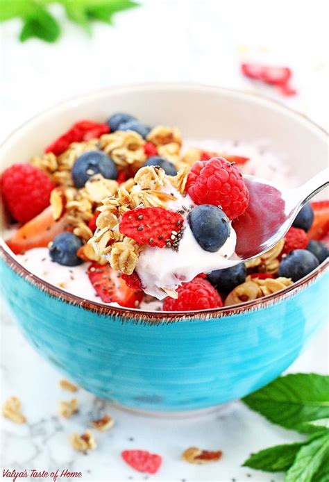 Berry Granola Greek Yogurt Bowl Valya S Taste Of Home