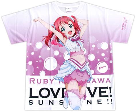 駿河屋 黒澤ルビィ恋になりたいaquarium フルグラフィックtシャツ ピンク×ホワイト フリーサイズ 「ラブライブサンシャイン