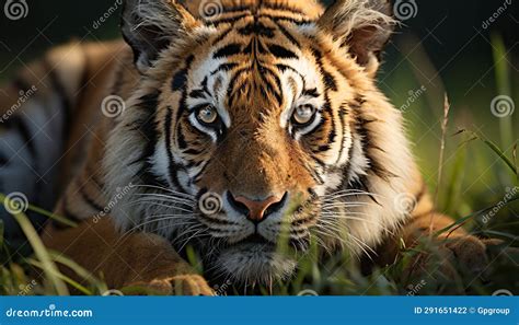 Majestic Bengal Tiger Staring Wild Beauty In Nature Generated By AI