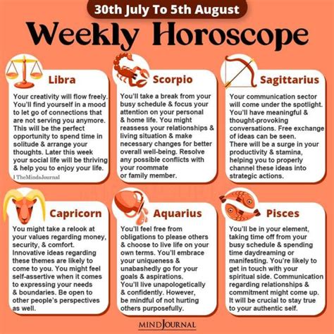 Weekly Horoscope For Each Zodiac Sign 30th July To 5th August