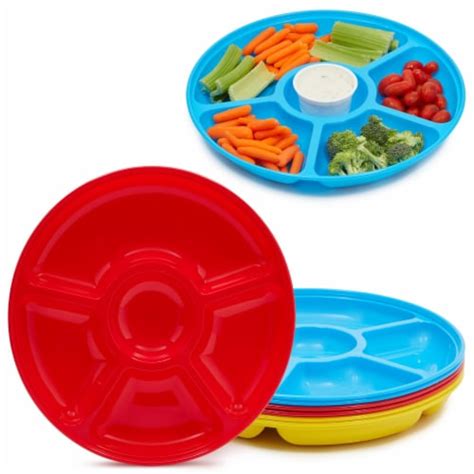 Plastic Serving Platter Divided Food Tray With 5 Compartments 6 Pack