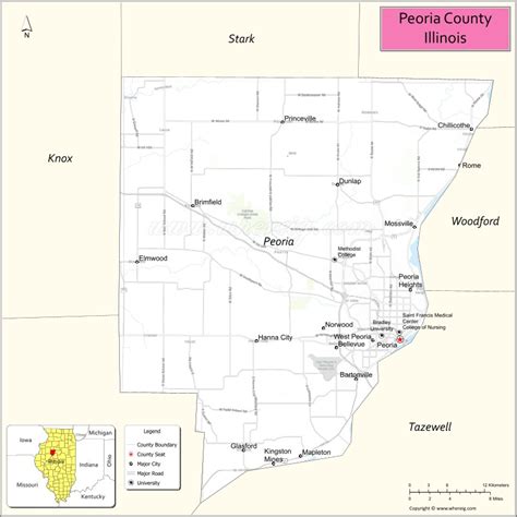 Peoria County Map Illinois Where Is Located Cities Population