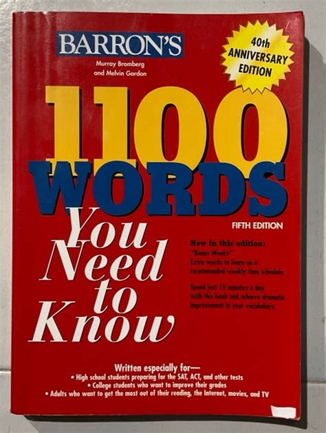 Barron S 1100 Words You Need To Know 5th Edition Paperback Hobbies