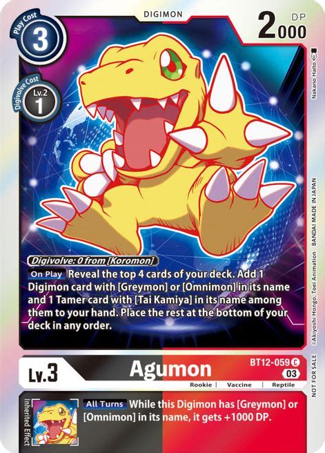 Agumon Bt 12 Across Time Digimon Cardtrader