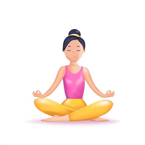 Premium Vector | Meditation 3d illustration happy calm woman meditating zen yoga meditation ...