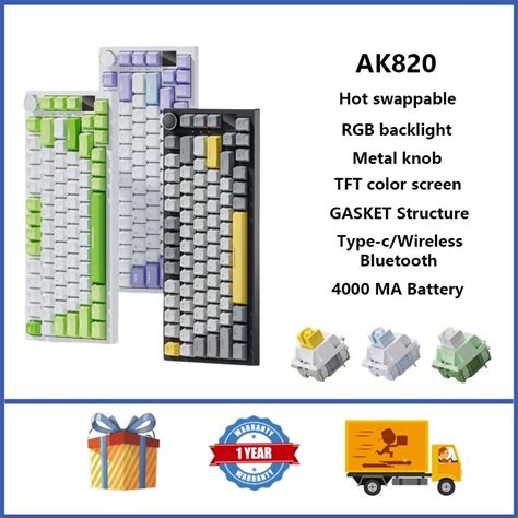 AJAZZ AK820 Wireless Mechanical Keyboard GASKET Structure RGB Hot Swappable Custom Keyboard With