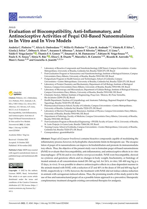 Pdf Evaluation Of Biocompatibility Anti Inflammatory And