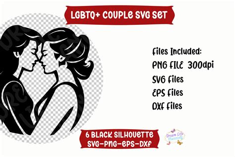 Lgbtq Female Couple Silhouette Svg Set Gay Female Couple Lesbian