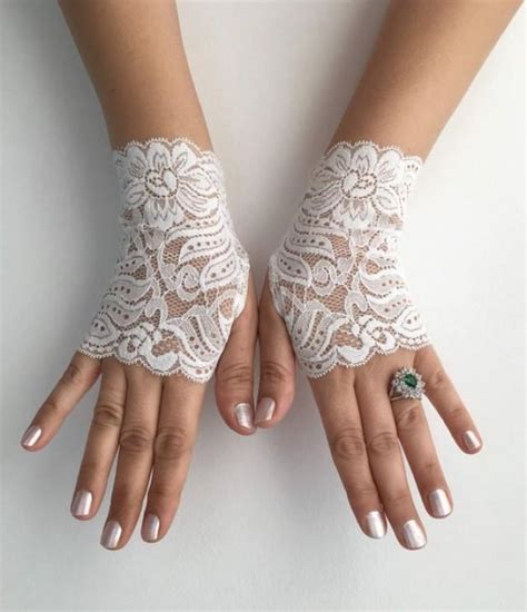 Wedding Gloves Ivory Lace Gloves Handmade Gloves Goth Bride Glove