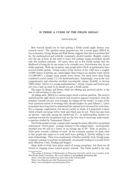 Is There A Curse of The Fields Medal? | PDF | Nobel Prize | Mathematics