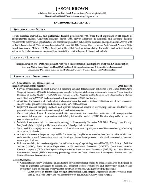 Environmental Scientist Resume Example Resume Samples