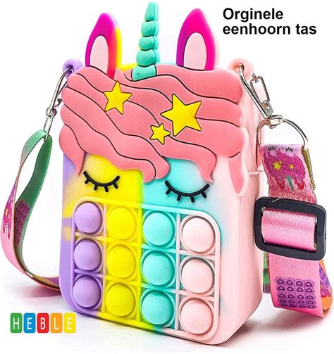 Heble Unicorn Tas Pop It S Fidget Toys Regenboog Pop It S