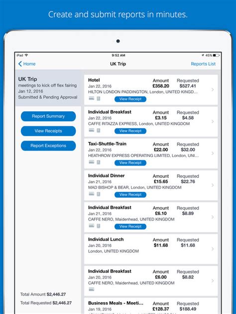 Concur Travel Receipts Expense Reports On The App Store