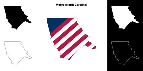 Moore County North Carolina Outline Map Set Vector Art At