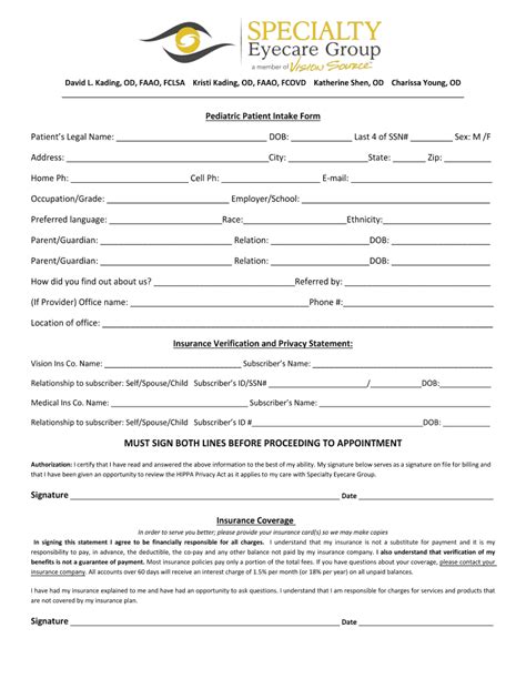 Printable Eye Exam Form Template Printable Forms Free Online