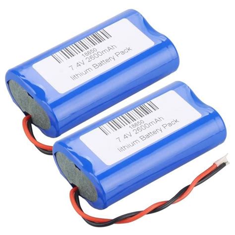 2 Piles Batterie Li Ion Rechargeable 18650 7 4v 2600mah Avec Panneau