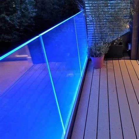 Led Lighting Embedded Aluminium Base Shoe Framless Glass Railing System