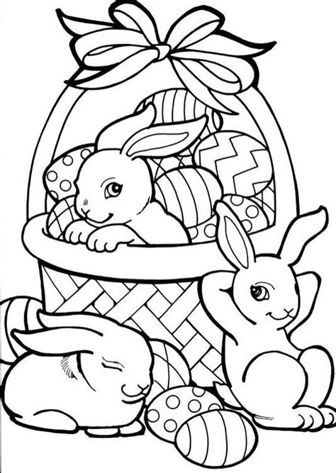 Lapins Panier Avec Des Ufs De Paques Coloring Pages Easter Coloring