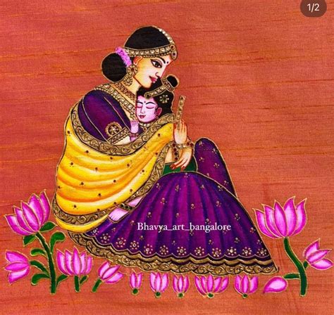 Krishna Yashoda painting on a silk fabric ♥️ | Hand painting art ...