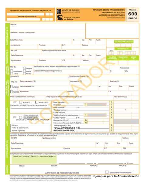 Modelo 600 Transmisiones Patrimoniales Y Actos Jurídicos