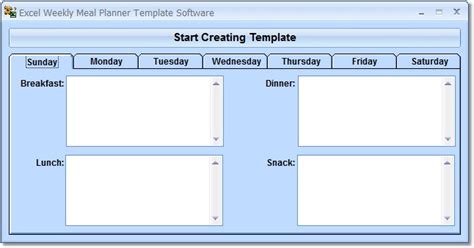 Download free Excel Weekly Meal Planner Template Software by Sobolsoft v.7.0 software 97097