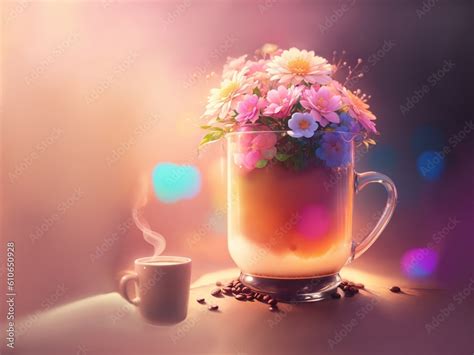 Cup Of Hot Coffee Is On Table With Copy Space From Mug With Drink Of