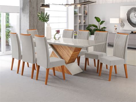 Mesa Para 8 Cadeiras - Mesa de Jantar Retangular Pipa com 8 Cadeiras Madeira Maciça Vegas ...