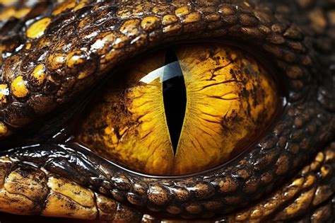 Premium AI Image | A lizard's eye is shown with a black eye and a ...