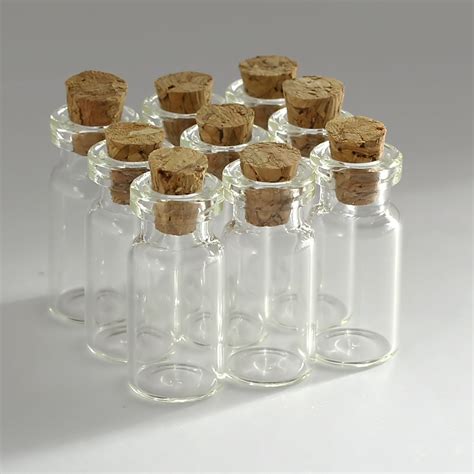 10PCS 2ML Empty Sample Vials Clear Glass Bottles With Corks Jars Small ...