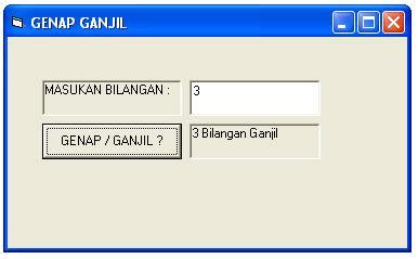 Menentukan Bilangan Ganjil Genap Pada VB Pintar VB Tutorial Visual