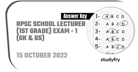 RPSC School Lecturer 1st Grade Exam Paper 1 GK GS 15 October