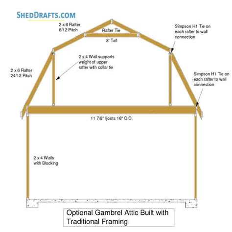 20×24 Gambrel Roof Barn Shed Plans