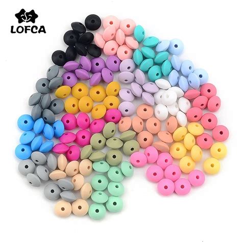 LOFCA 100pcs Lot Silicone Lentil Beads 12mm BPA Free Food Grade DIY