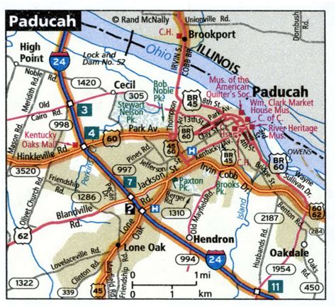 Paducah city road map for truck drivers area town toll free highways ...