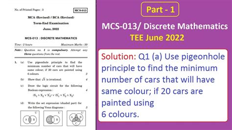 Solution Q A Mcs June Pigeonhole Principle