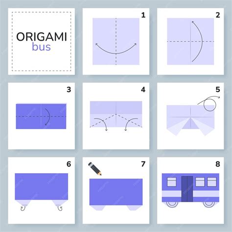 Premium Vector | Bus origami scheme tutorial moving model Origami for ...