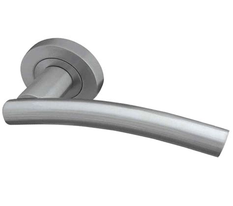 Frelan Hardware Curve Door Handles On Round Rose Satin Chrome