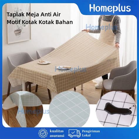 Jual Homeplus Taplak Meja Anti Air Motif Kotak Kotak Bahan Peva Taplak