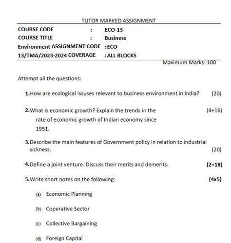 ECO 13 English July 2023 January 2024 IGNOU Solved Assignment