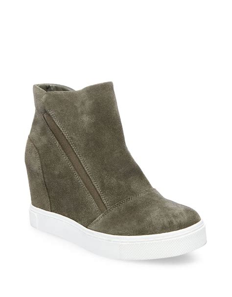 Steve madden Lazaruss Suede Wedge Sneakers in Green | Lyst